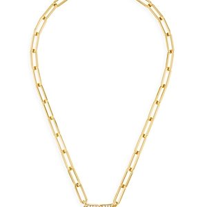 Dinh Van18K Yellow Gold Menottes Diamond Pave Interlocking Ring Pendant Necklace, 17.7- 4224733