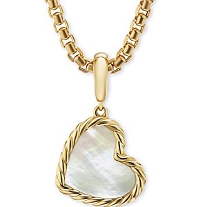 David Yurman 18K Yellow Gold Elements Mother of Pearl Heart Amulet Pendant- 4200723