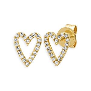 Moon & Meadow 14K Yellow Gold Diamond Heart Stud Earrings - 100% Exclusive- 4259933