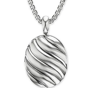 David Yurman Sterling Silver Amulets Sculptured Oval Locket Amulet Pendant- 4203202