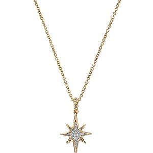 David Yurman 18K Yellow Gold Cable Collectibles Diamond Pave North Star Pendant Necklace, 15-17- 4201655