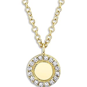 Moon & Meadow 14K Yellow Gold Diamond Halo Disc Pendant Necklace, 18 - 100% Exclusive- 4253118