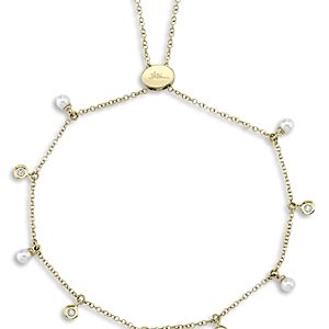 Moon & Meadow 14K Yellow Gold Cultured Pearl & Diamond Dangle Bolo Bracelet - 100% Exclusive- 4253125
