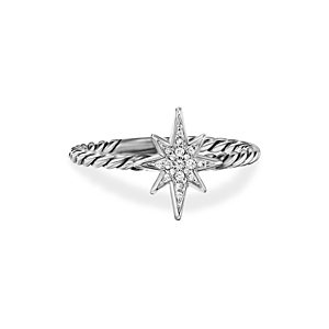 David Yurman Sterling Silver Cable Collectibles North Star Stacking Ring with Diamonds- 4199469
