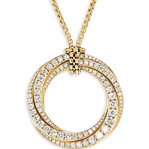David Yurman 18K Yellow Gold Diamond Large Spiral Circle Pendant Necklace, 18- 4200461