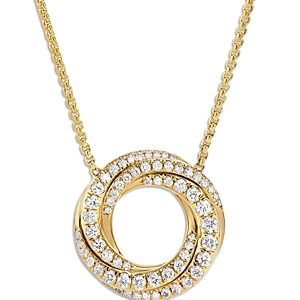 David Yurman 18K Yellow Gold Diamond Spiral Circle Pendant Necklace, 17- 4200460