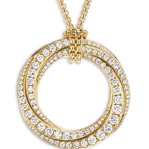 David Yurman 18K Yellow Gold Diamond Large Spiral Circle Long Pendant Necklace, 36- 4200462