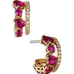 Nadri Love All Cubic Zirconia & Synthetic Corundum Double Row Hoop Earrings- 4285246