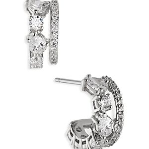Nadri Love All Cubic Zirconia & Synthetic Corundum Double Row Hoop Earrings- 4285246