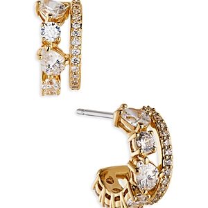 Nadri Love All Cubic Zirconia & Synthetic Corundum Double Row Hoop Earrings- 4285246