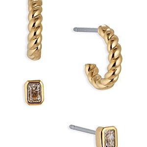 Nadri Golden Hour Cubic Zirconia Stud & Huggie Hoop Earrings in 18K Gold Plated, Set of 2- 4285300