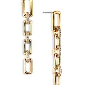Nadri Golden Hour Cubic Zirconia Bold Link Linear Drop Earrings- 4285350