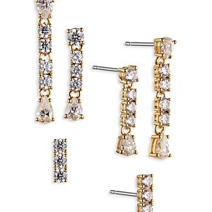 Nadri Love All Cubic Zirconia Drop Earrings in 18K Gold Plated, Set of 3- 4285254