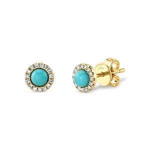 Moon & Meadow 14K Yellow Gold Turquoise & Diamond Halo Stud Earrings - 100% Exclusive- 4253119