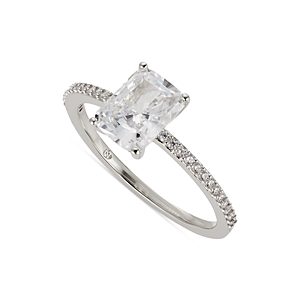 Nadri Pave & Rectangle Cubic Zirconia Ring in Rhodium Plated- 4285393
