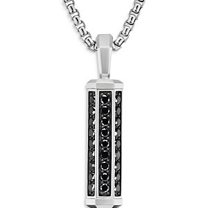 David Yurman Sterling Silver Hex Amulet with Pave Black Diamonds- 4201935