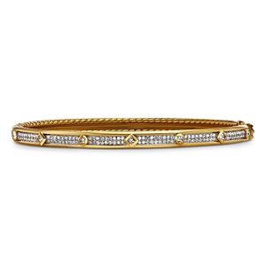 David Yurman 18K Yellow Gold Modern Renaissance Bangle Bracelet with Full Pave Diamonds- 4200744