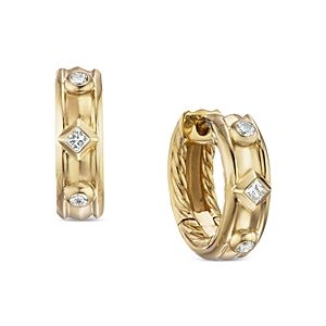 David Yurman 18K Yellow Gold Modern Renaissance Diamond Huggie Earrings- 4200746