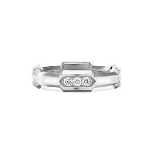 David Yurman Sterling Silver Hex Station Band with Pave Diamonds- 4201939