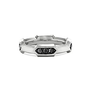 David Yurman Sterling Silver Hex Station Band with Black Pave Diamonds- 4201936