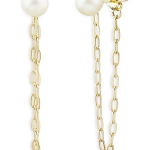 Bloomingdale's Cultured Freshwater Pearl Paperclip Link Chain Drop Earrings in 14K Yellow Gold - 100% Exclusive- 4302485