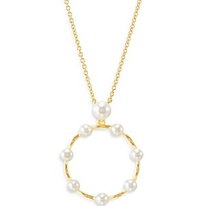Bloomingdale's Cultured Freshwater Button Pearl Circle Pendant Necklace in 14K Yellow Gold, 18 - 100% Exclusive- 4302483