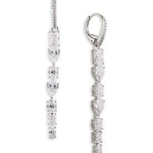 Nadri Rsvp Mixed Cubic Zirconia Linear Drop Earrings in Rhodium Plated- 4317882