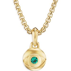 David Yurman Men's 18K Yellow Gold Amulets Emerald Evil Eye Pendant- 4200633
