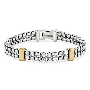 David Yurman Men's 18K Yellow Gold & Sterling Silver Double Box Link Bracelet- 4201409