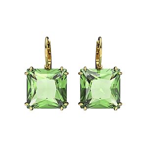 Swarovski Millenia Green Square Crystal Drop Earrings in Gold Tone- 4310347