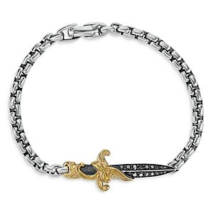 David Yurman Men's Waves Dagger Bracelet with 18K Yellow Gold and Pave Black Diamonds- 4200951