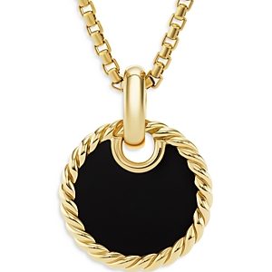 David Yurman 18K Yellow Gold Dy Elements Onyx & Mother of Pearl Reversible Pendant- 4200273