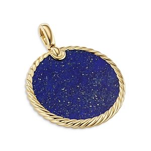 David Yurman Dy Elements Disc Pendant in 18K Yellow Gold with Lapis- 4200263