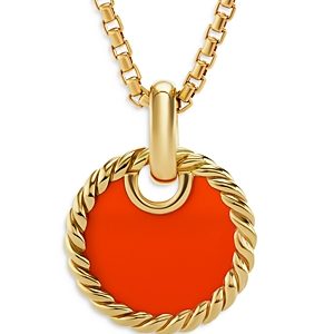 David Yurman 18K Yellow Gold Dy Elements Carnelian Disc Pendant- 4200269