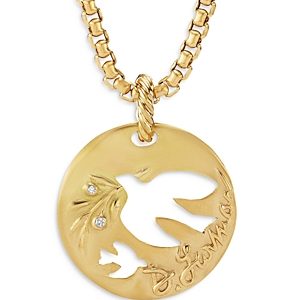 David Yurman 18K Yellow Dy Elements Diamond Accent Dove Cut Out Pendant- 4200267