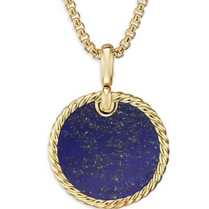 David Yurman Dy Elements Disc Pendant in 18K Yellow Gold with Lapis- 4200264