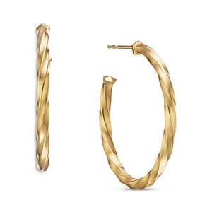 David Yurman Cable Edge Hoop Earrings in Recycled 18K Yellow Gold- 4199624