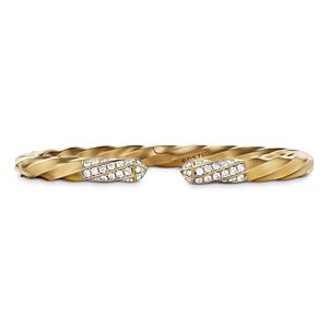 David Yurman Cable Edge Bracelet in Recycled 18K Yellow Gold with Pave Diamonds- 4199620