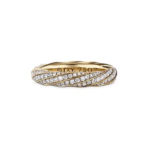 David Yurman Cable Edge Band Ring in Recycled 18K Yellow Gold with Pave Diamonds- 4199632