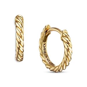 David Yurman 18K Yellow Gold Sculpted Cable Huggie Hoop Earrings- 4200724