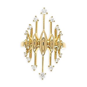 Hueb 18K Yellow Gold Tribal Diamond Crown Ring- 4341289