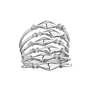 Hueb 18K White Gold Luminus Diamond Multirow Statement Ring- 4282639