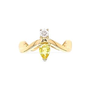 Hueb 18K Yellow Gold Mirage Yellow Sapphire & Diamond Ring- 4341284