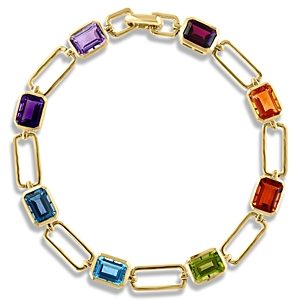 Bloomingdale's Multi Gemstone Paperclip Link Chain Bracelet in 14K Yellow Gold - 100% Exclusive- 4330469