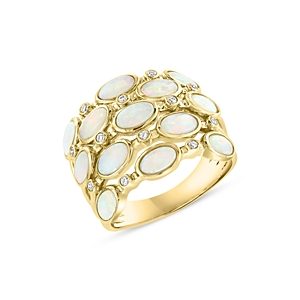 Bloomingdale's Opal & Diamond Multirow Statement Ring in 14K Yellow Gold - 100% Exclusive- 4330476