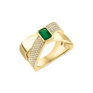 Bloomingdale's Emerald & Diamond Crossover Ring in 14K Yellow Gold - 100% Exclusive- 4330520