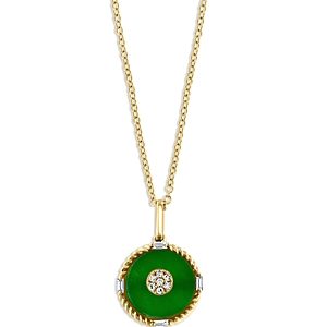 Bloomingdale's Jade & Diamond Pendant Necklace in 14K Yellow Gold, 16-18 - 100% Exclusive- 4330466