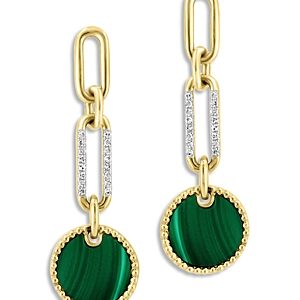 Bloomingdale's Malachite & Diamond Paperclip Link Drop Earrings in 14K Yellow Gold - 100% Exclusive- 4330477