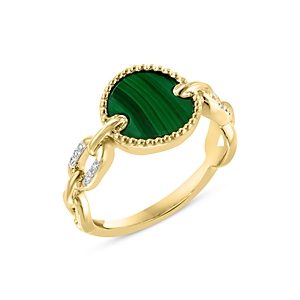 Bloomingdale's Malachite & Diamond Link Ring in 14K Yellow Gold - 100% Exclusive- 4330468