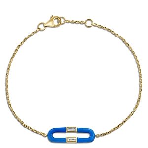 Bloomingdale's Diamond Accent Link Bracelet in 14K Yellow Gold with Blue Enamel - 100% Exclusive- 4333450